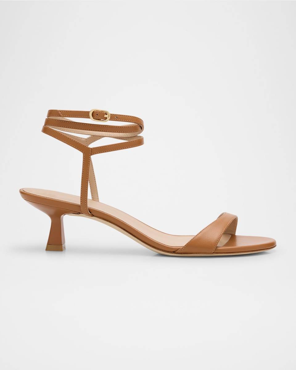 Nudist Leather Ankle-Wrap Sandals
